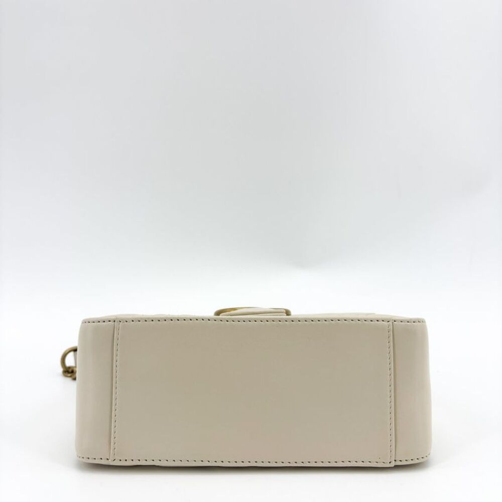 Gucci Gg Marmont Top Handle Flap Matelasse Leather White Leather Handbag - Picture 10 of 16